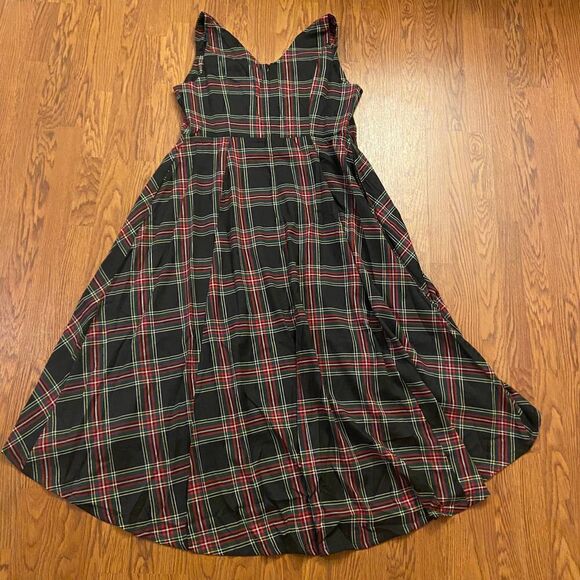 Collectif ModCloth x Collectif Dignity on Display Midi Dress Black Plaid Size 10 - Picture 2 of 8